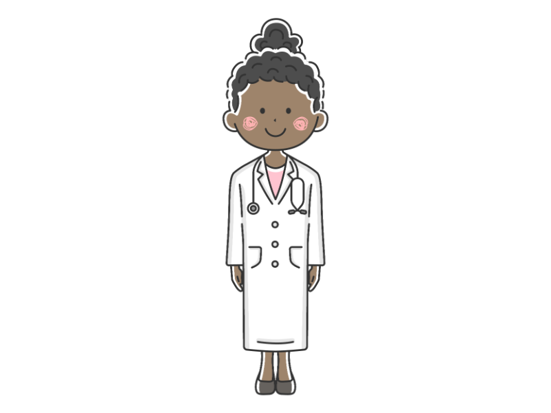 黒人女性の医者（女医）の透過PNGイラスト
