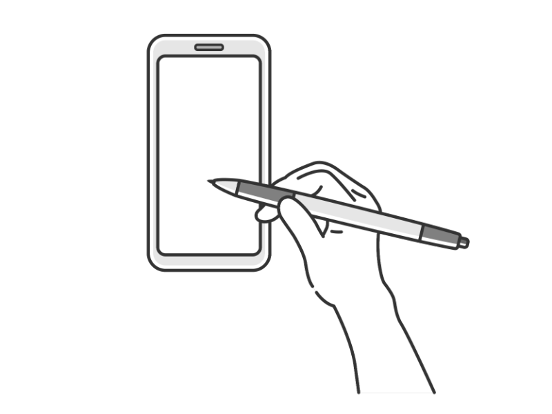 スマートフォンでタッチペンを使うの透過PNGイラスト