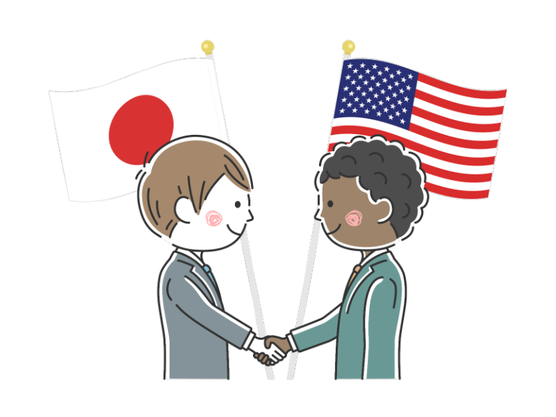 日米同盟（握手を交わす）の透過PNGイラスト