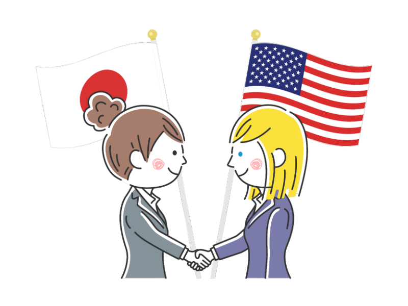日米同盟（握手を交わす）の透過PNGイラスト