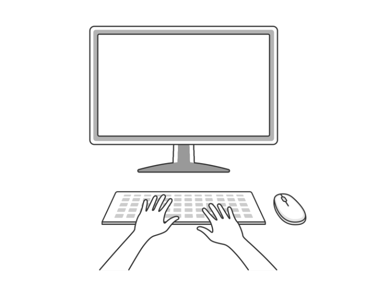デスクトップパソコンで作業するの無料イラスト イラストセンター