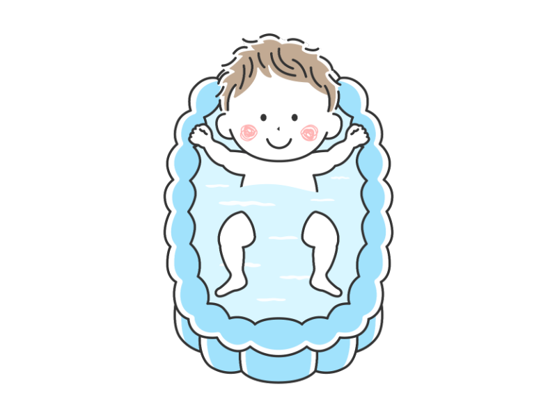 沐浴する赤ちゃんの透過PNGイラスト