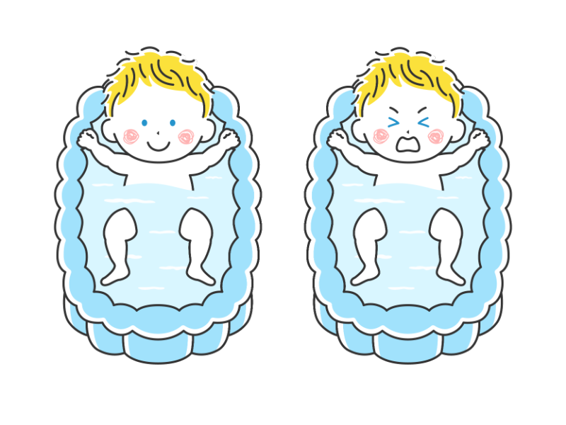 沐浴する白人の赤ちゃんの透過PNGイラスト