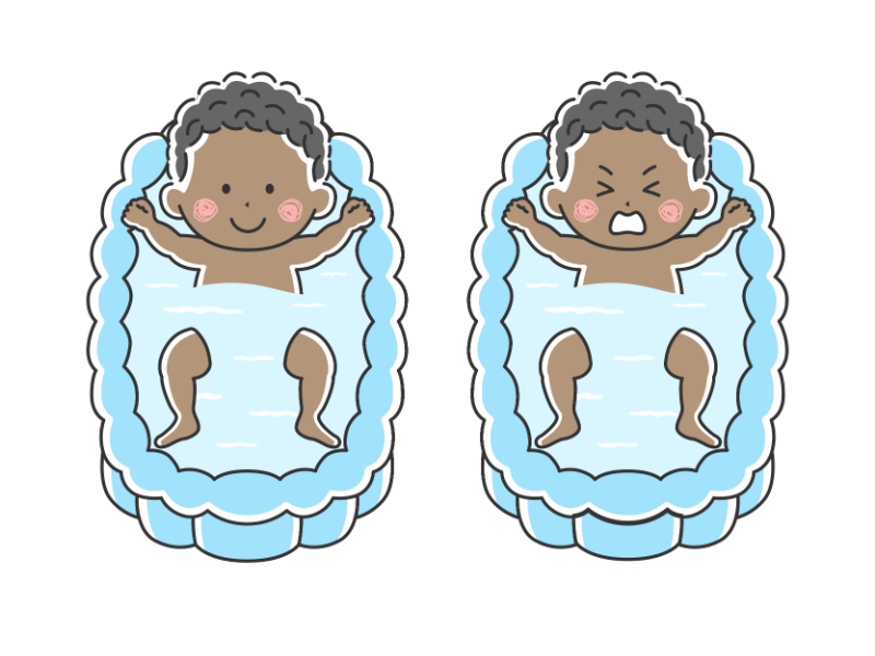 沐浴する黒人の赤ちゃんの透過PNGイラスト