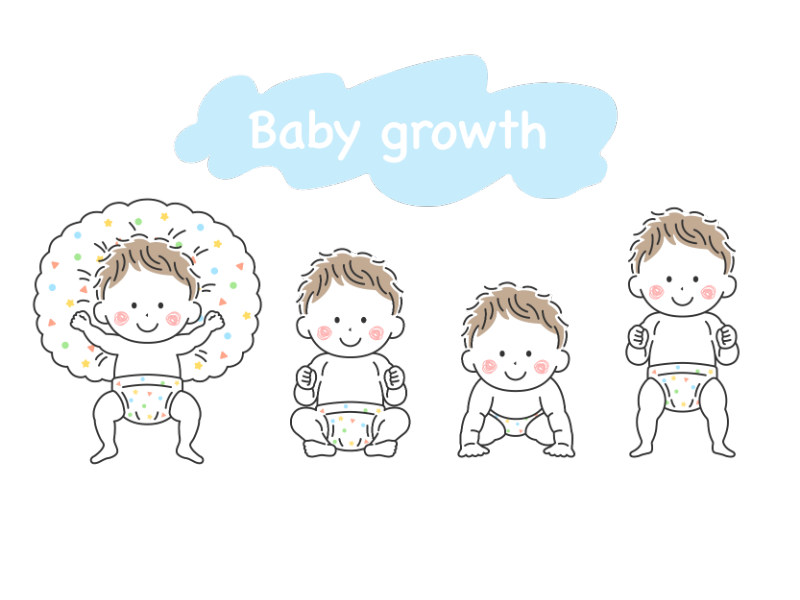 赤ちゃんの成長の透過PNGイラスト