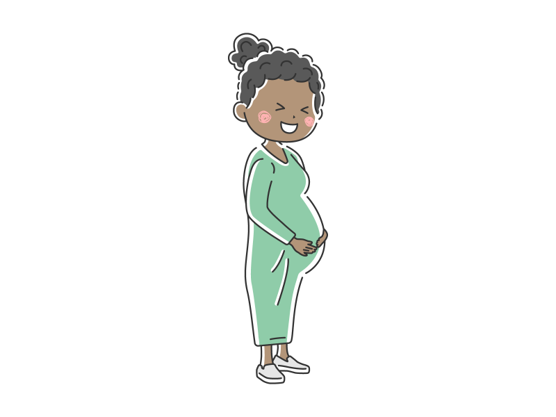 妊娠している黒人女性（妊婦）の透過PNGイラスト