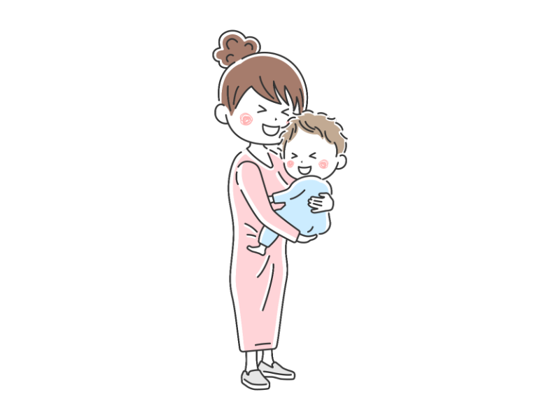 赤ちゃんを抱っこするお母さんの透過PNGイラスト