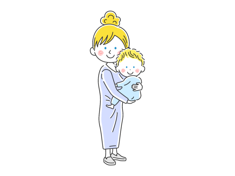 赤ちゃんを抱っこする白人のお母さんの透過PNGイラスト