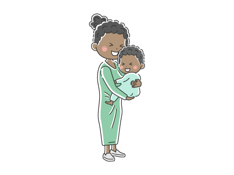 赤ちゃんを抱っこする黒人のお母さんの無料イラスト イラストセンター