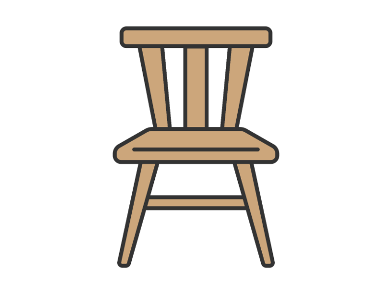木製の椅子の透過PNGイラスト