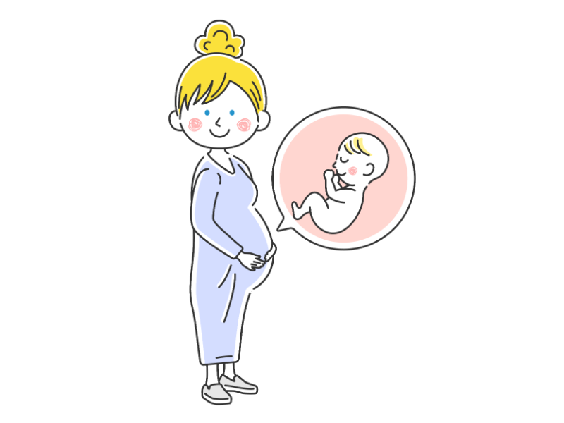 妊娠している白人女性（妊婦）の透過PNGイラスト