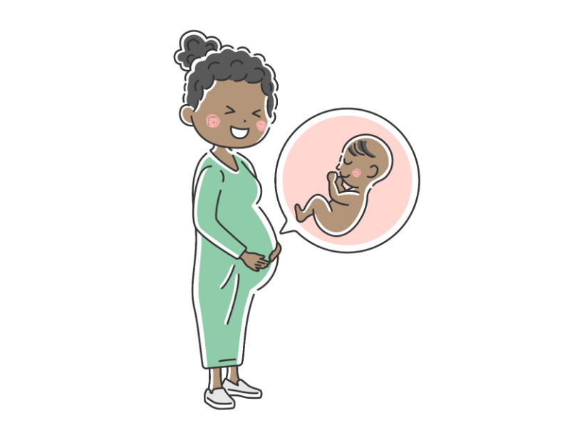 妊娠している黒人女性（妊婦）の透過PNGイラスト
