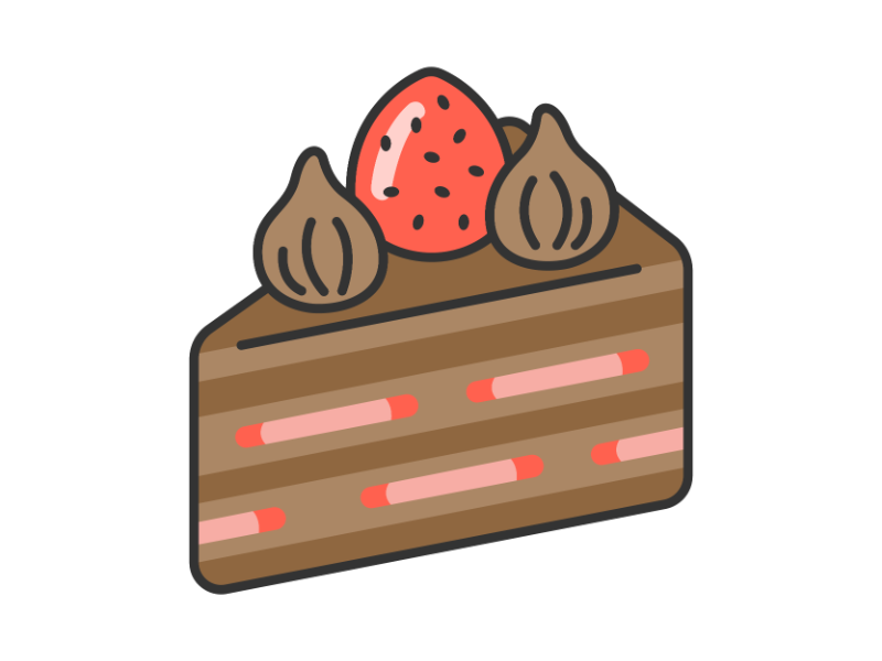 いちごのチョコレートケーキの透過PNGイラスト