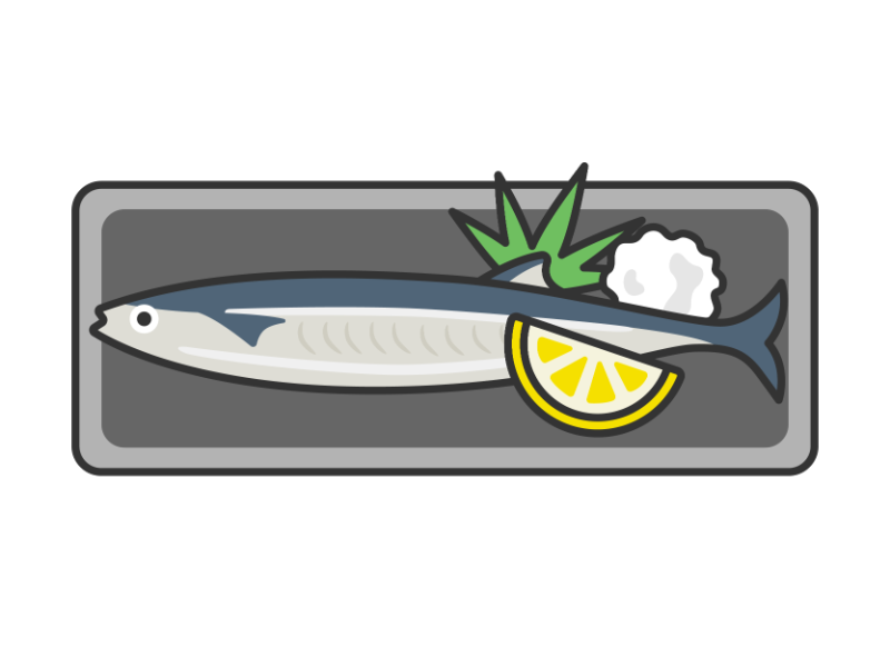 皿にのせた秋刀魚の塩焼きの無料イラスト イラストセンター