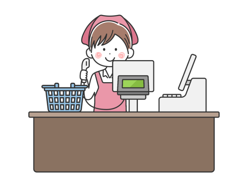 スーパーでレジを担当する女性店員の無料イラスト イラストセンター