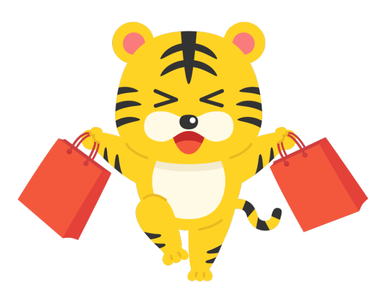 買い物をする虎のキャラクターの無料イラスト イラストセンター