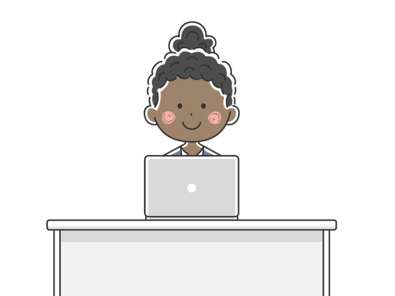 ノートパソコンで作業をする黒人ビジネスウーマンの無料イラスト イラストセンター