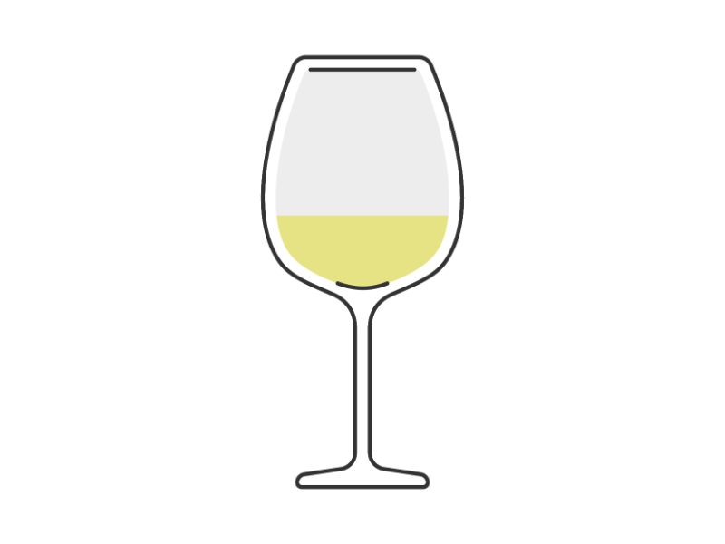 グラスに入った白ワインの透過PNGイラスト