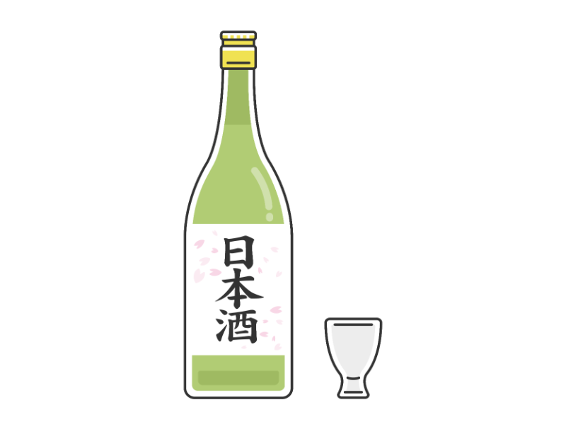 日本酒の瓶とお猪口の透過PNGイラスト