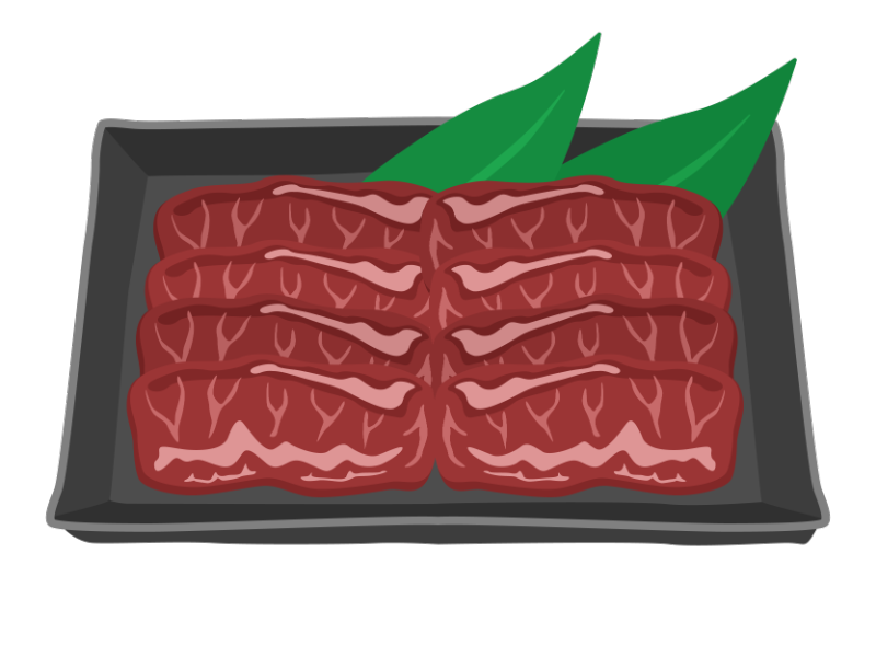 皿に盛られたハラミ肉の透過PNGイラスト