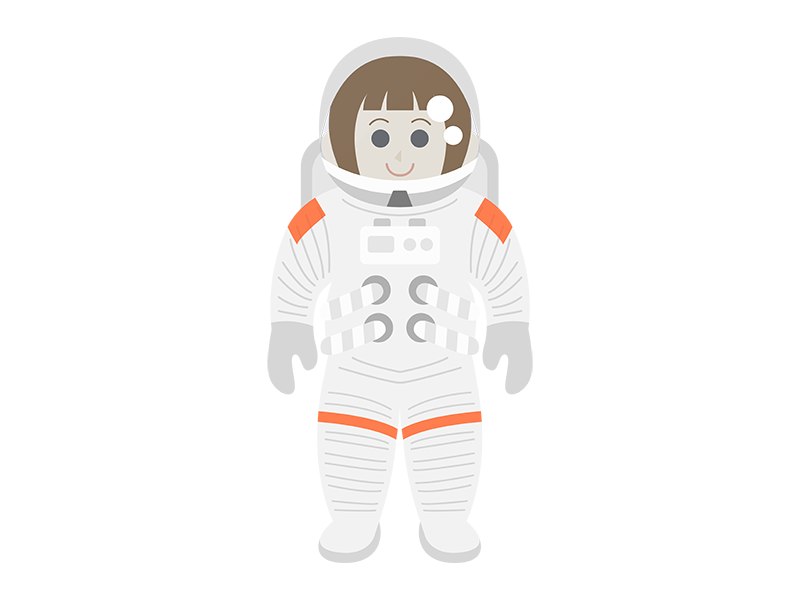 宇宙服を着た女性宇宙飛行士の透過PNGイラスト