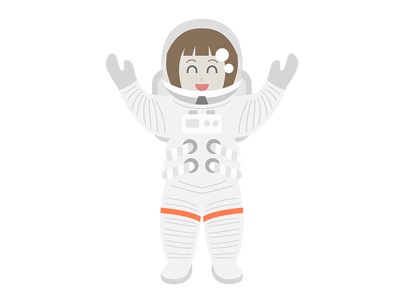 宇宙服を着た女性宇宙飛行士の透過PNGイラスト
