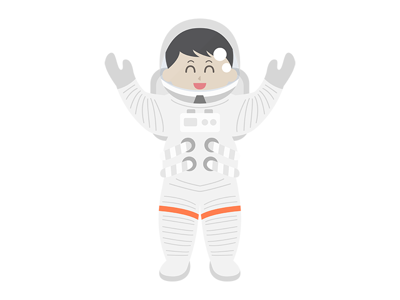 宇宙服を着た男性宇宙飛行士の透過PNGイラスト