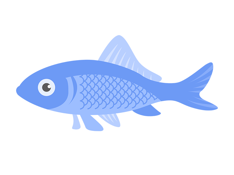 青い魚の透過PNGイラスト