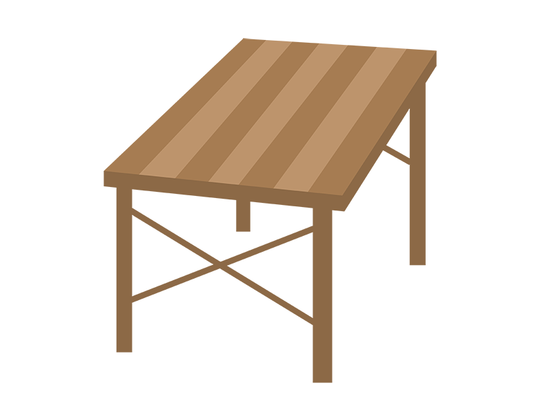 アウトドア用のテーブルの透過PNGイラスト