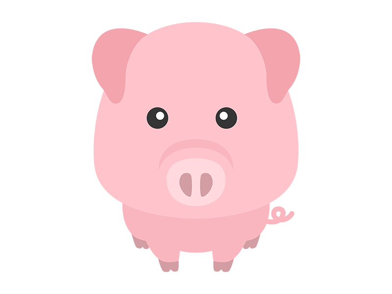 豚のキャラクターの透過PNGイラスト