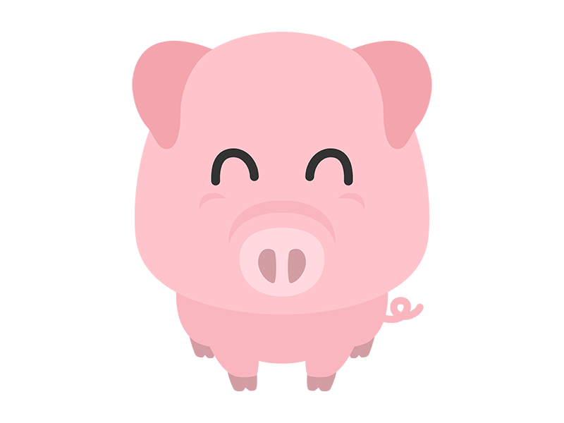 笑顔の豚のキャラクターの透過PNGイラスト