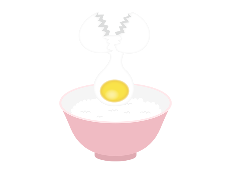 ご飯に卵をかけるシーンの透過PNGイラスト
