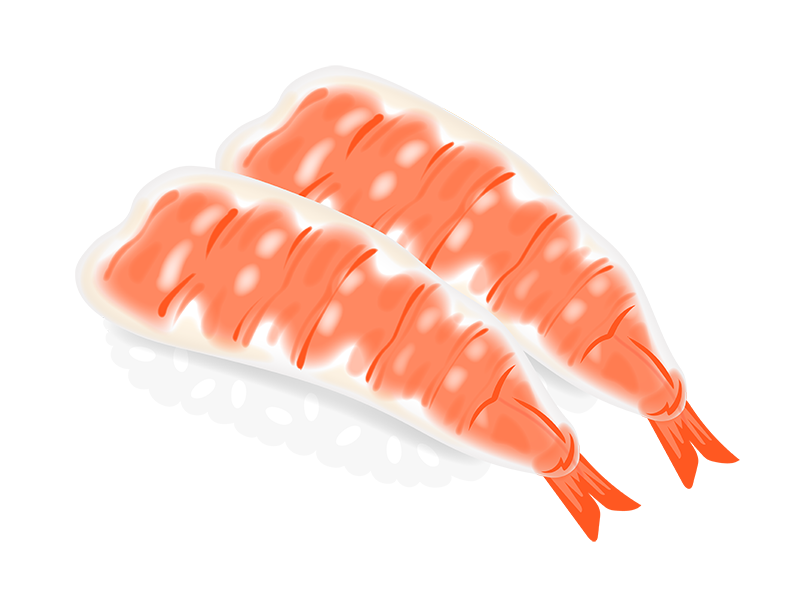 海老の寿司（二貫）の透過PNGイラスト