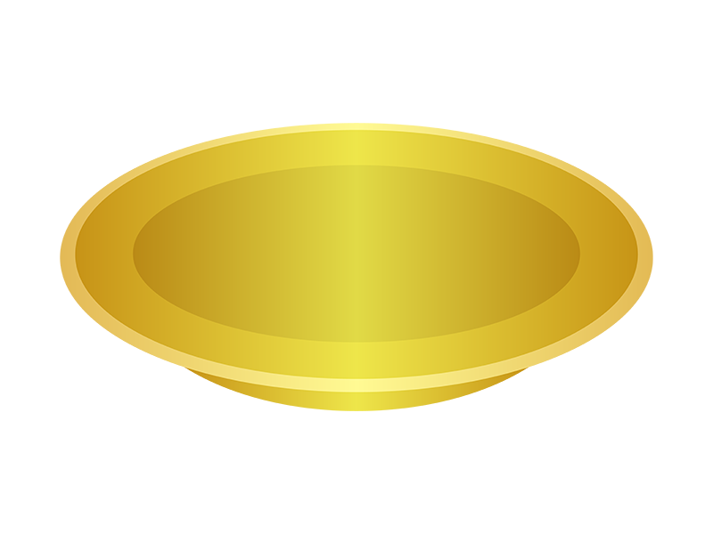 回転寿司の金の皿の透過PNGイラスト