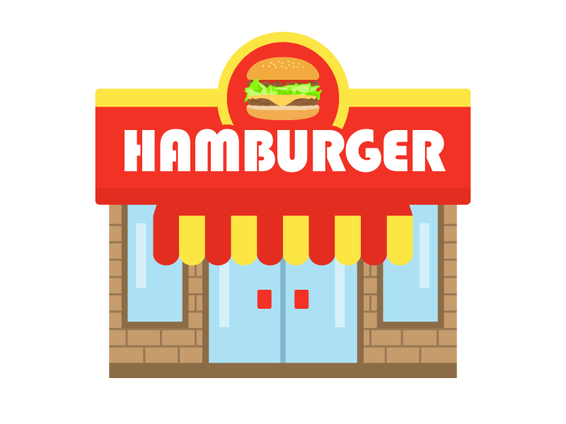 ハンバーガーショップの外観の透過PNGイラスト
