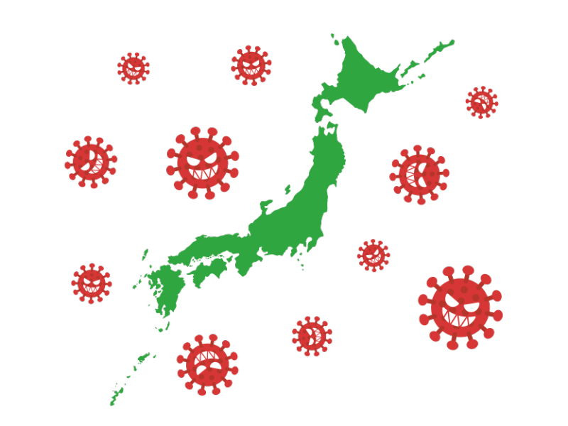 ウイルスに感染した日本列島の透過PNGイラスト
