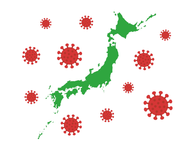 ウイルスに感染した日本列島の透過PNGイラスト