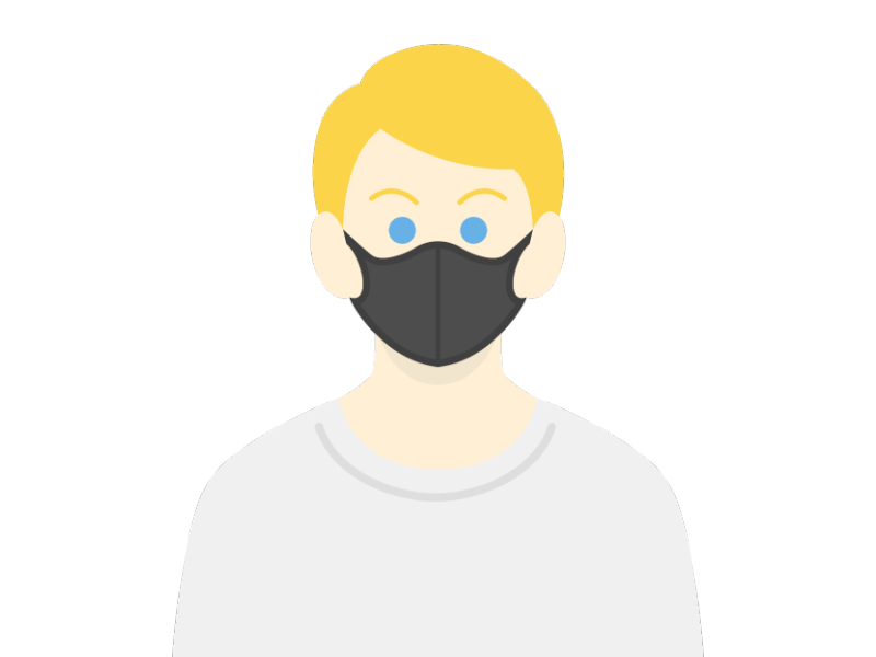 マスクをした私服の白人男性の透過PNGイラスト