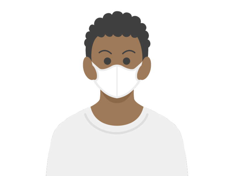 マスクをした私服の黒人男性の透過PNGイラスト