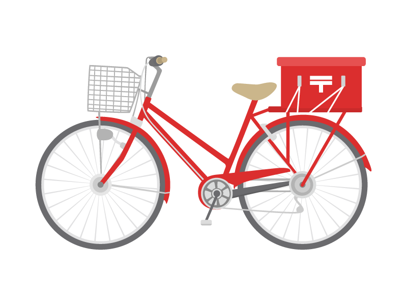 郵便配達用の自転車の透過PNGイラスト