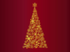 雪の結晶でできたクリスマスツリー（ゴールド）の無料イラスト