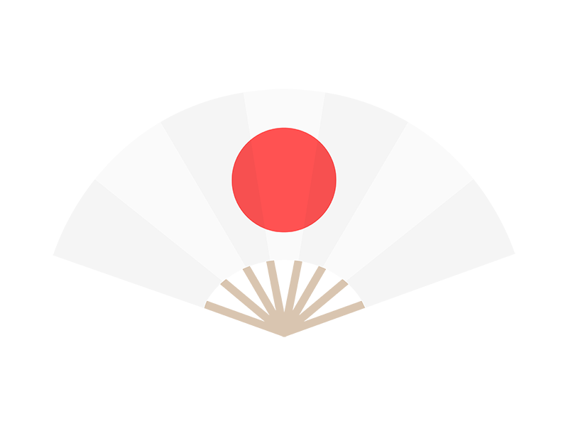 日本の国旗の扇子の透過PNGイラスト