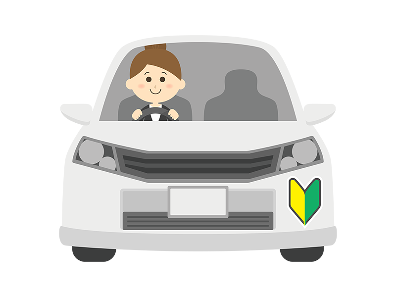 初心者マークをつけて車を運転するビジネスウーマンの無料イラスト イラストセンター