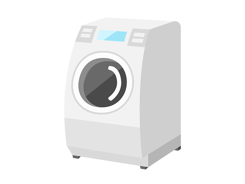 白色のドラム式洗濯機の透過PNGイラスト