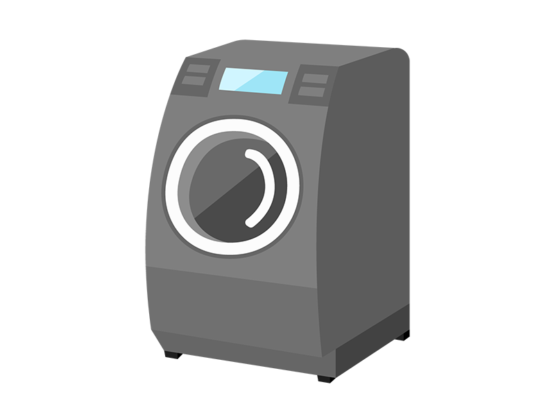 黒色のドラム式洗濯機の透過PNGイラスト