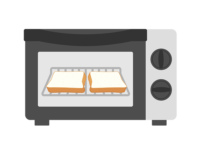 オーブントースターに入れた食パンの透過PNGイラスト