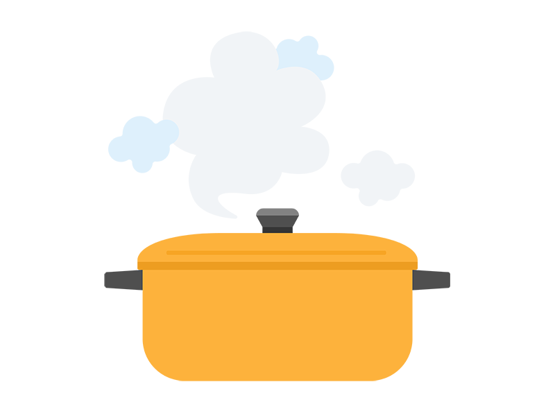 調理鍋で料理する透過PNGイラスト