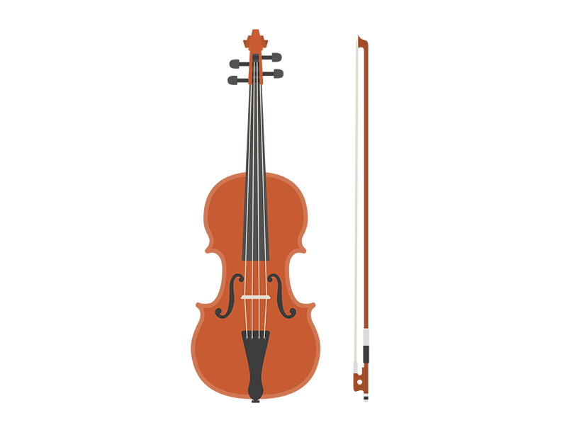 バイオリンと弓の透過PNGイラスト
