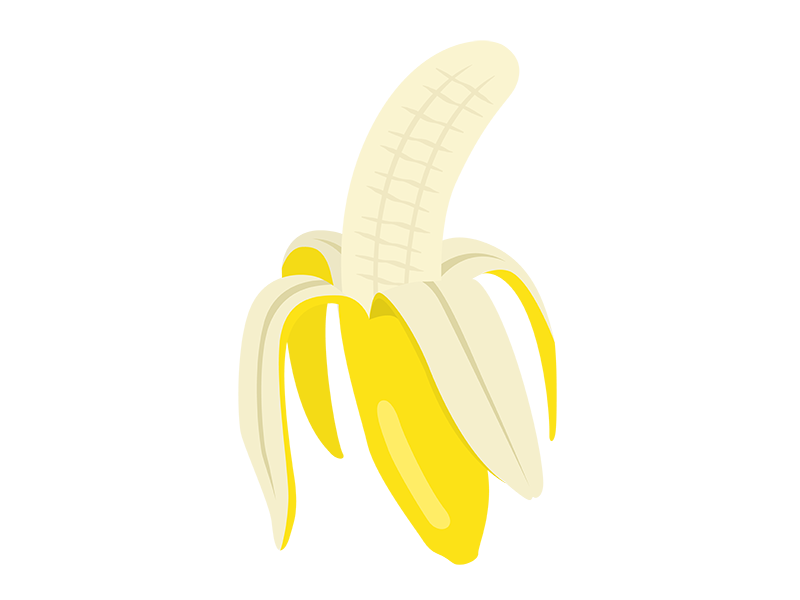 皮を剥いたバナナの透過PNGイラスト