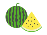 カットした黄色のスイカの無料イラスト
